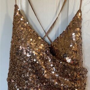 Sequin Rose Gold Prom Dress